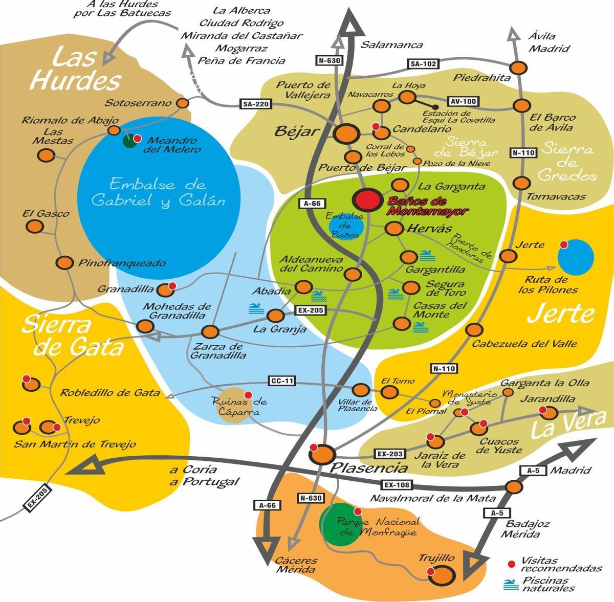 Mapa de Baños de Montemayor.