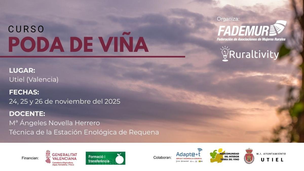 La MITV y Fademur organizan un curso de poda de viña.