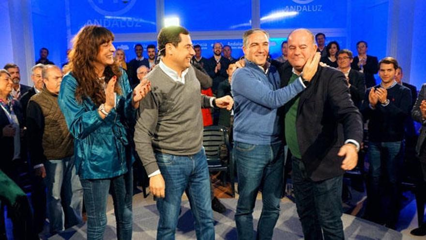 Loles López, Elías Bendodo, Juanma Moreno y Manuel Barón en un acto del PP en Antequera.