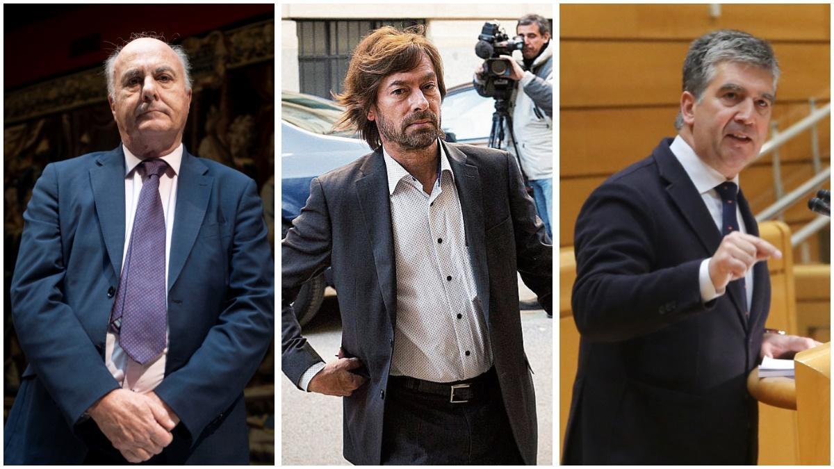 Los jueces Manuel García-Castellón y Santiago Pedraz (centro), y el exdirector general de la policia Ignacio Cosidó (derecha).