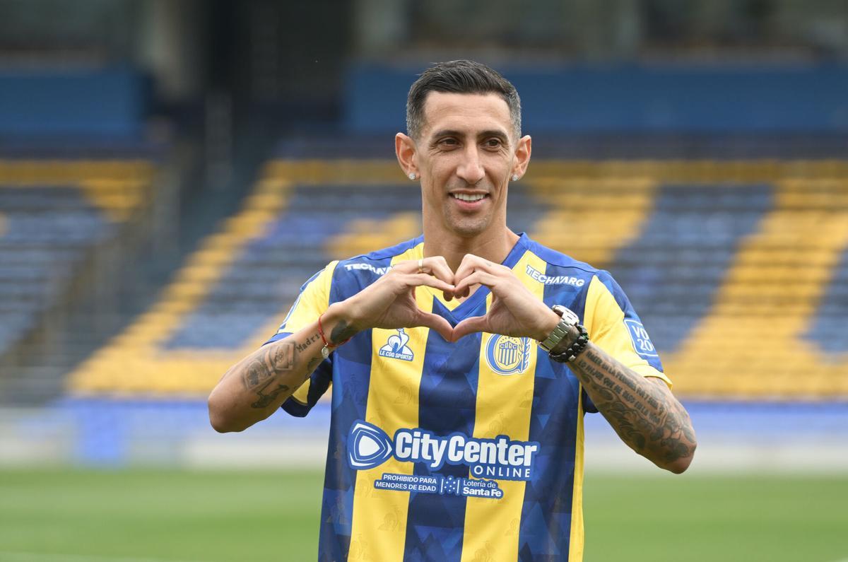 Di María durante su presentación con Rosario Central