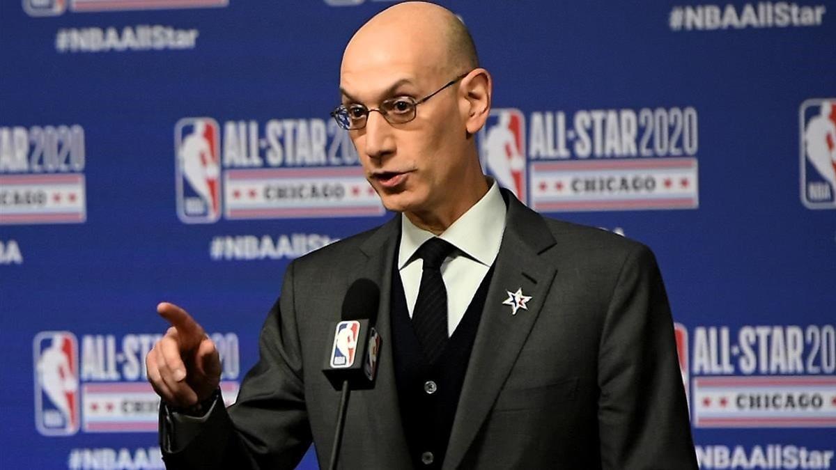 Adam Silver, el comisionado de la NBA, en una rueda de prensa en Chicago.