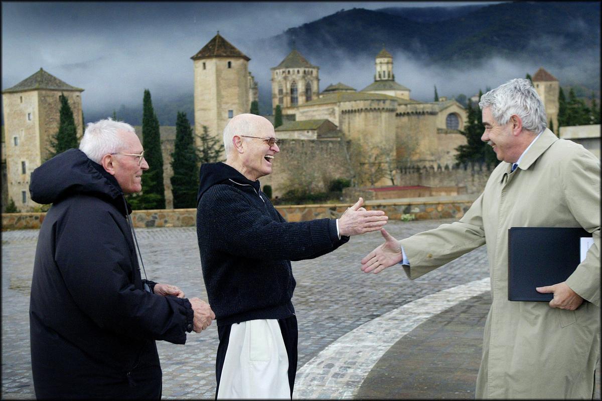 Pasqual Maragall en una visita oficial al monasterio de Poblet, el 9 de diciembre del 2004.