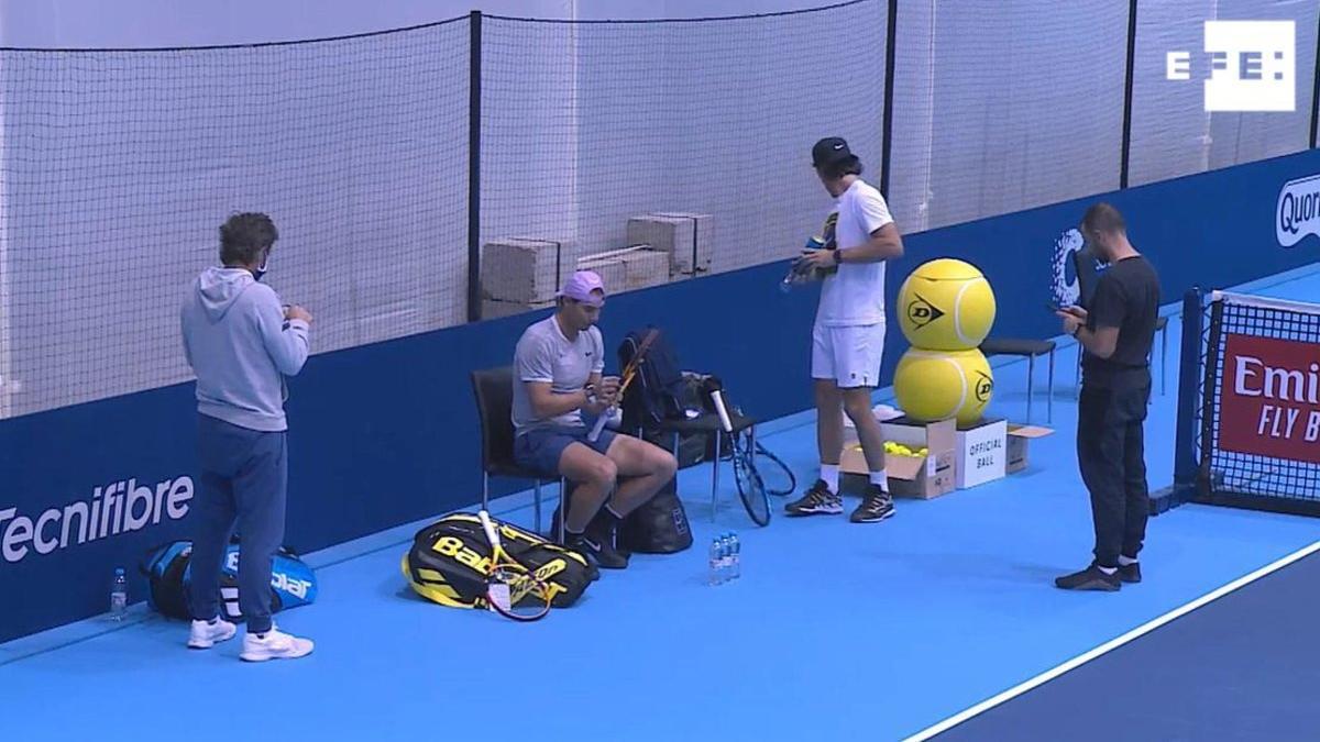 Rafa Nadal, durante su entrenamiento en Londres