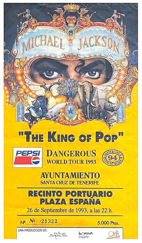 Una de las entradas del concierto de Michael Jackson en Tenerife.