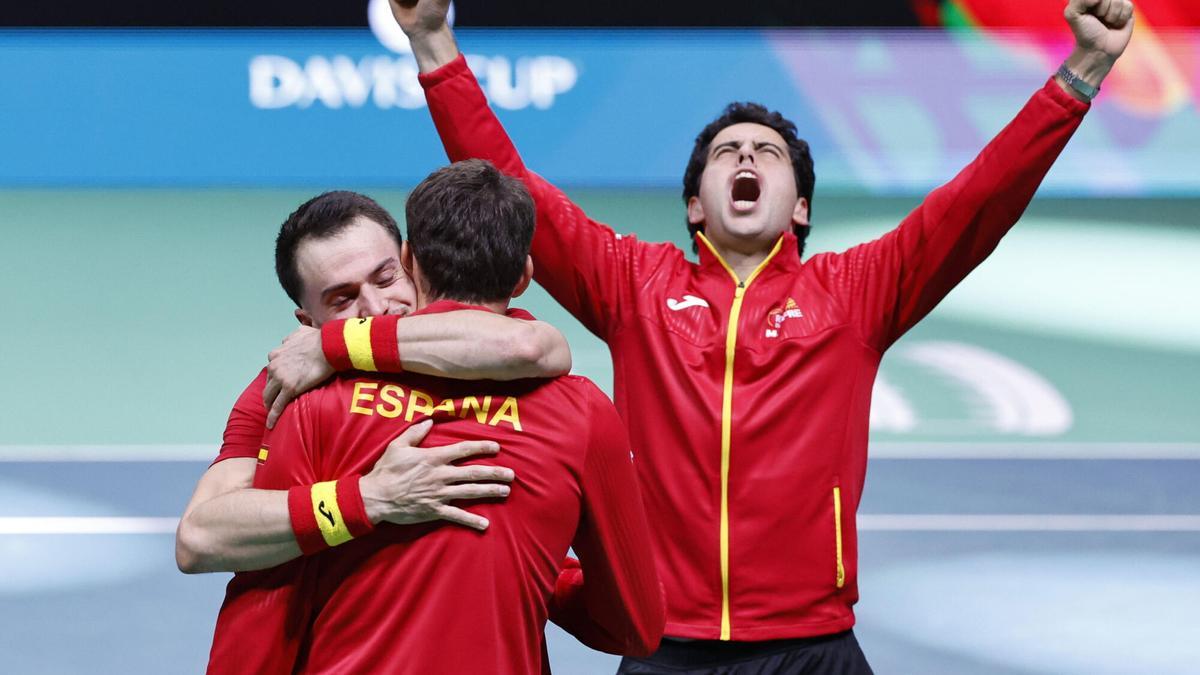 Los jugadores de España en las semifinales de la Copa Davis ante Alemania