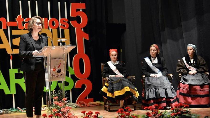 Teresa Sanjurjo, durante el pregón de la fiesta de los Humanitarios.