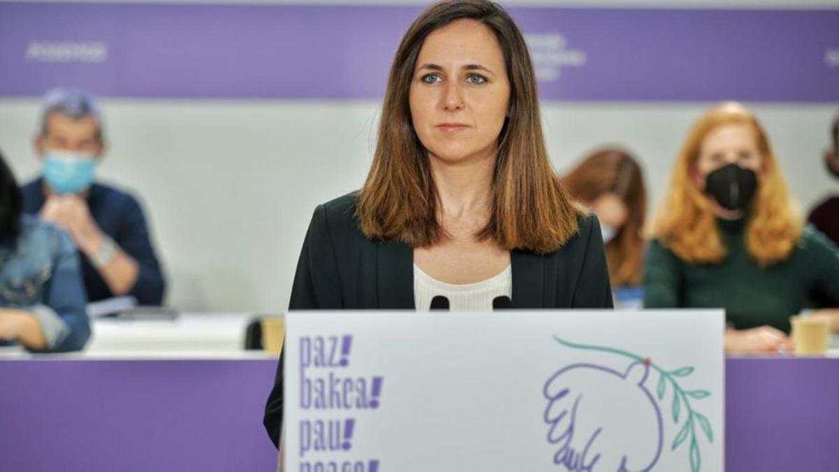 La secretaria general de Podemos, Ione Belarra, ante el Consejo Ciudadano Estatal.