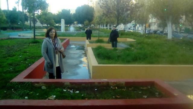 Mari Luz Guerrero, José del Castillo y Miguel López, el pasado lunes junto a algunos de los muchos arriates altos del Parque del Norte.