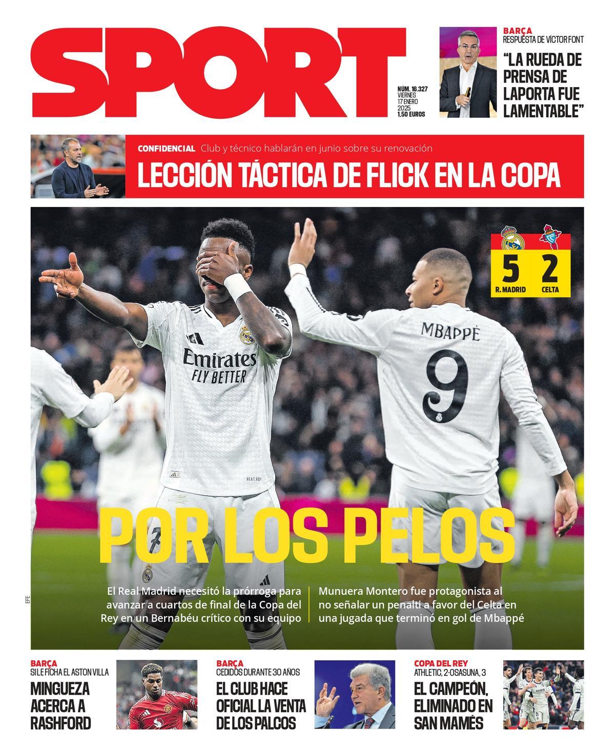 La portada SPORT de hoy, viernes 17 de enero de 2025