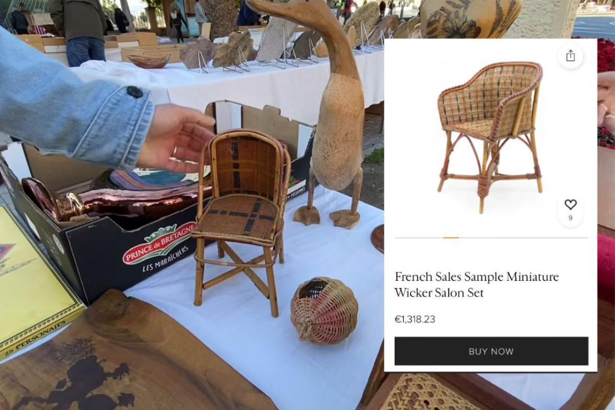 Silla en miniatura hallada en el rastro de Murcia.