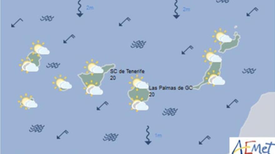 Probabilidad de lluvias débiles en Canarias