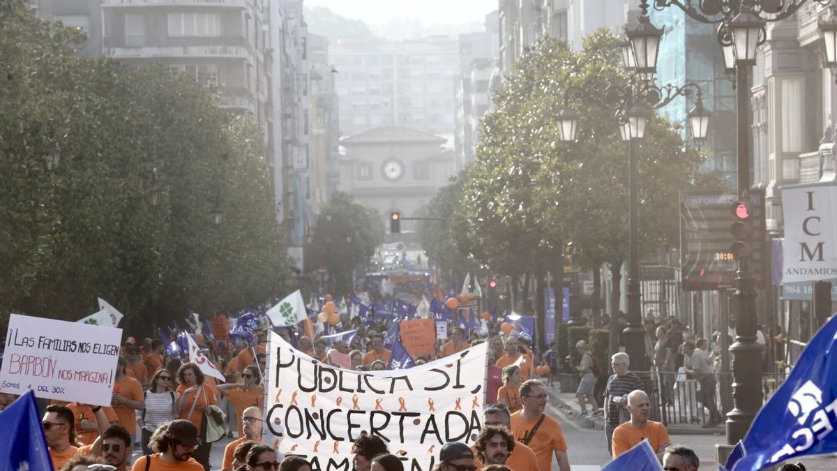 Manifestación de la educación concertada el pasado junio, en Oviedo.