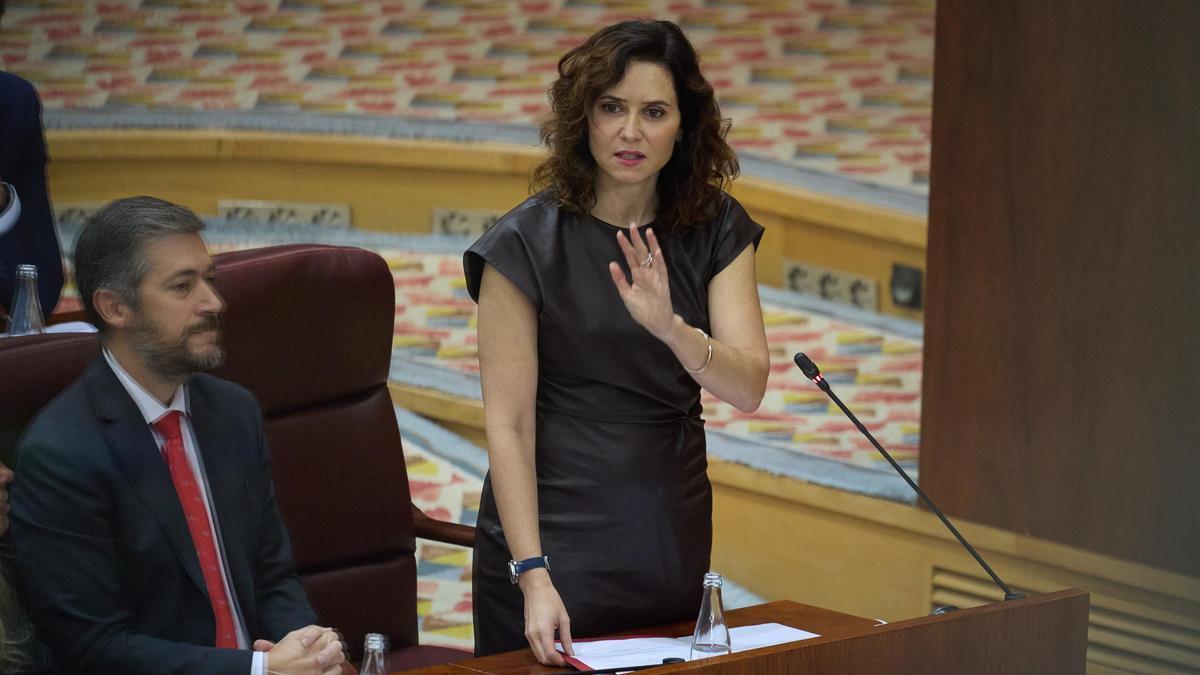 Díaz Ayuso, en la Asamblea de Madrid.