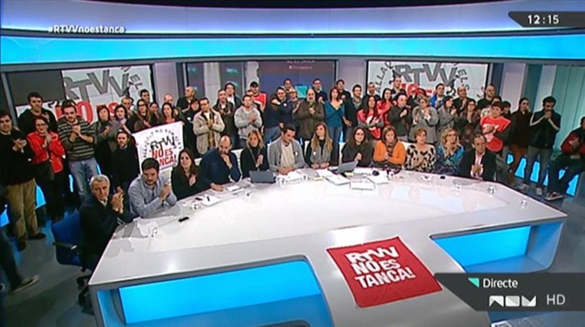 Imatge del reportatge de ’30 minuts’ sobre el tancament de Canal 9.