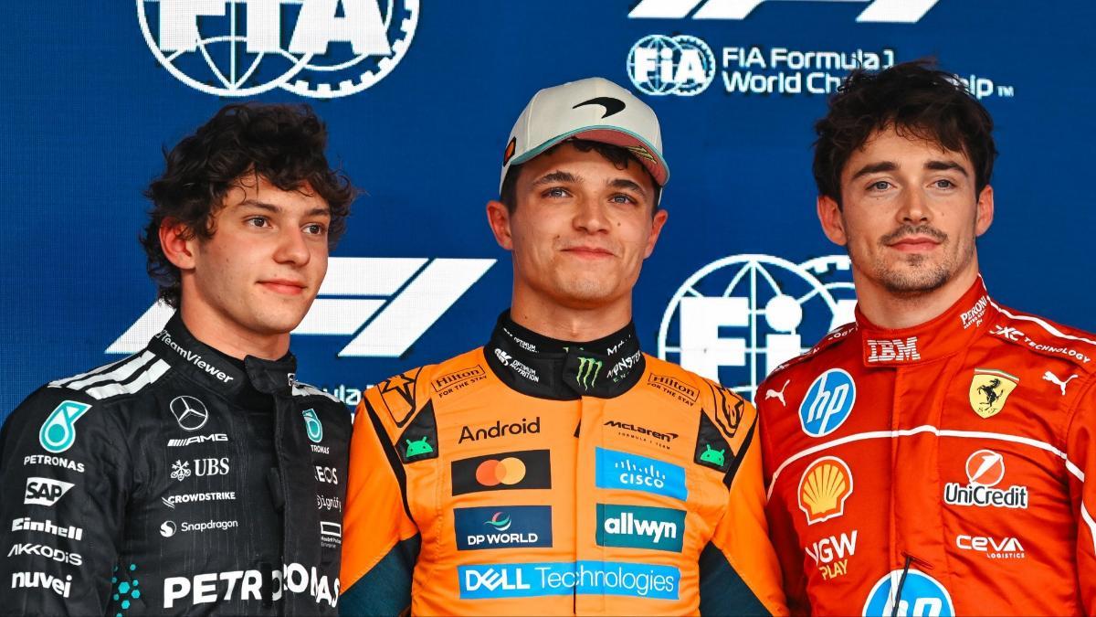 El trío que abrirá la parrilla en Brasil, con Lando Norris en pole secundado por Antonelli y Leclerc