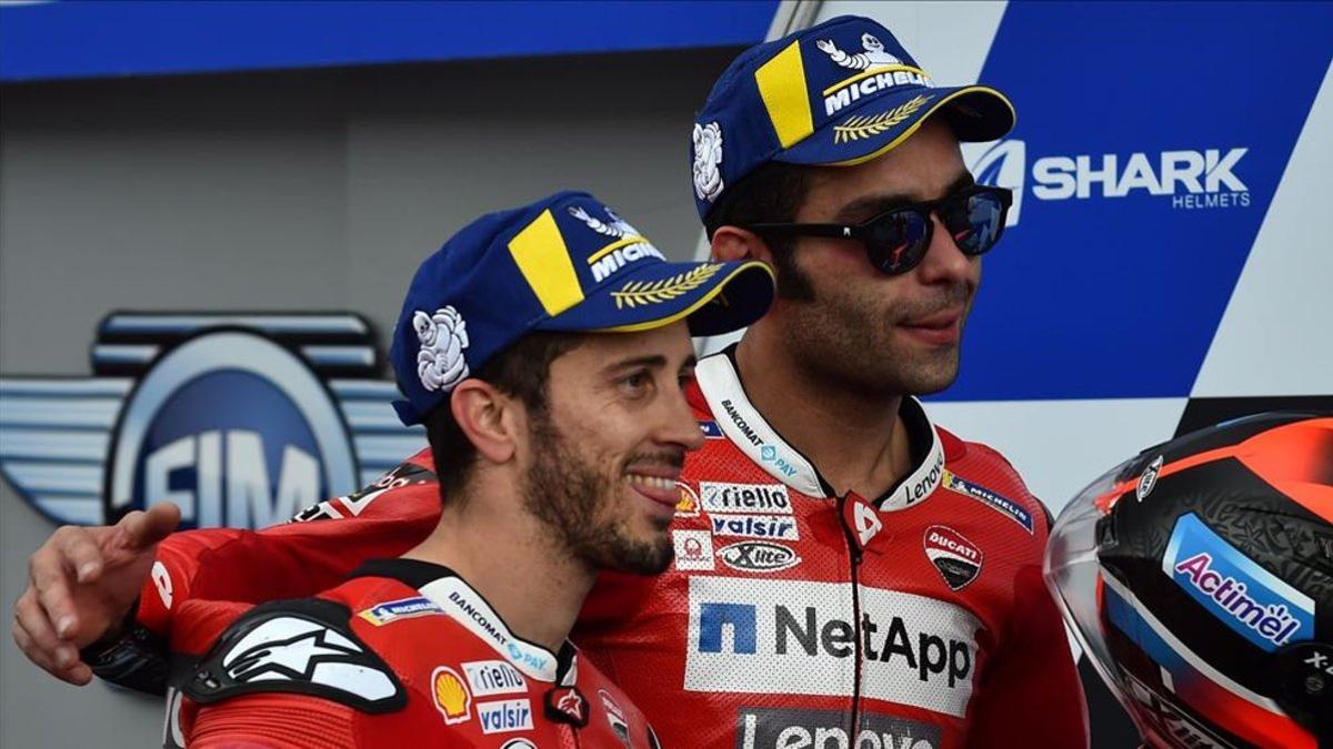 Dovizioso y Petrucci, los dos del Mission Winnow Ducati, estuvieron presentes en la rueda de prensa