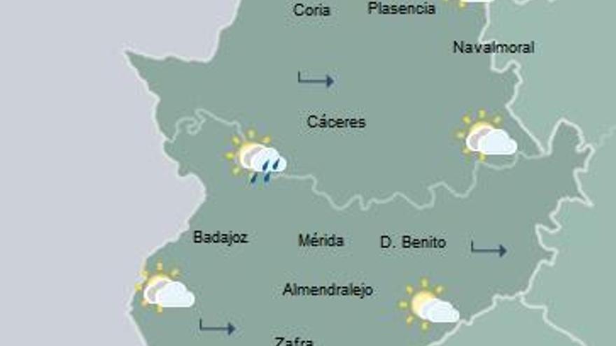 Intervalos nubosos y temperaturas mínimas en ascenso y máximas en descenso en Extremadura