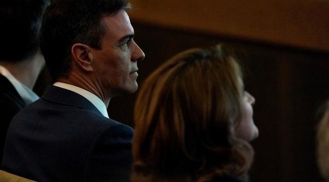 Pedro Sánchez y Teresa Ribera durante la inauguracion de la IV edición del foro Fondos Europeos .