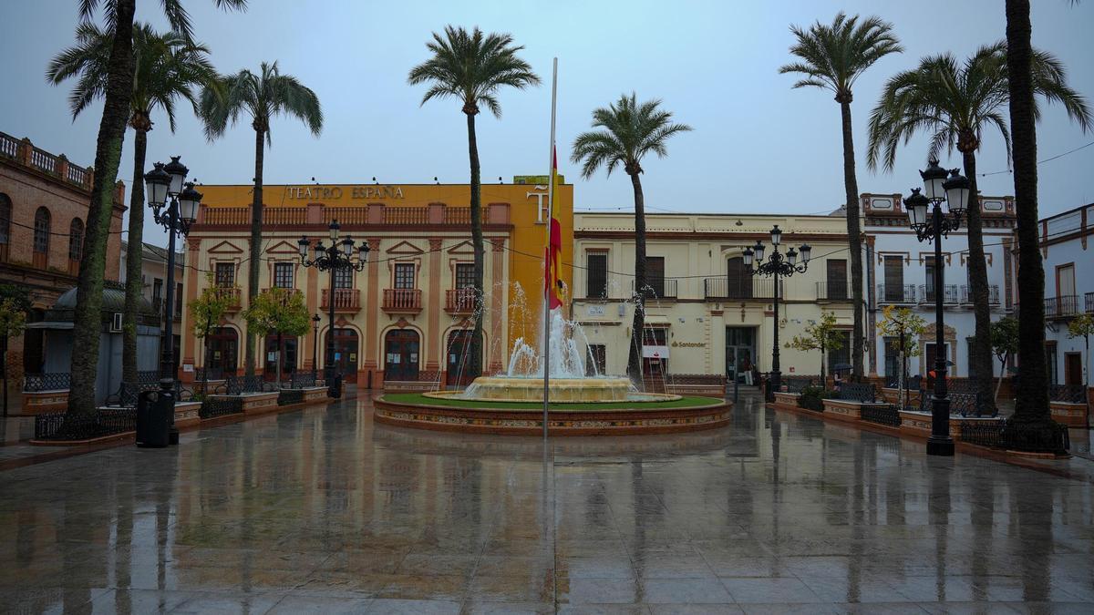 Banderas a media asta en señal de luto.