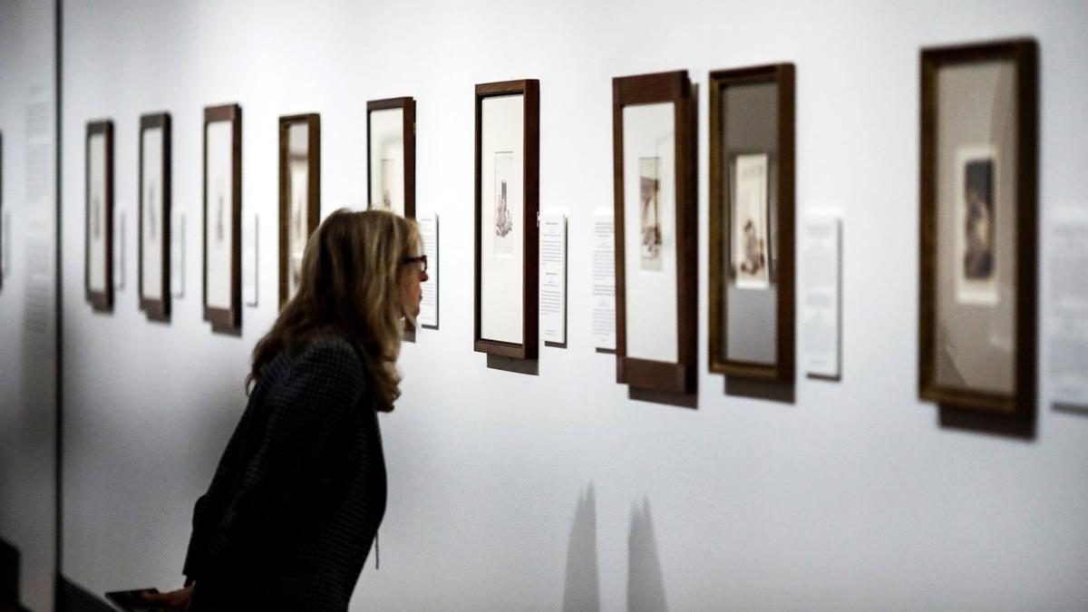 Una mujer observa las obras de Goya en el Museo del Prado