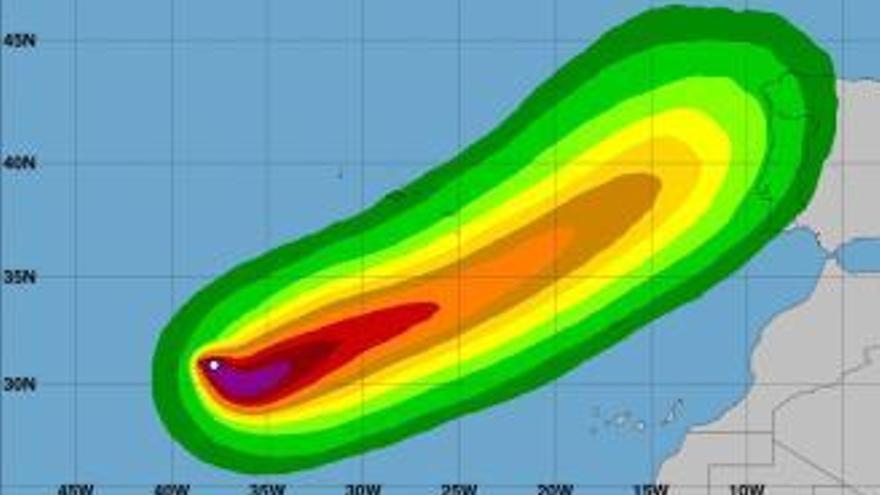 Proyección de la trayectoria de Ophelia. // Aemet