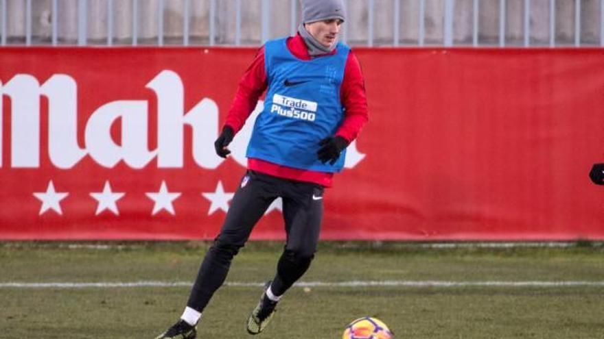 Antoine Griezmann, durant l&#039;entrenament de l&#039;Atlètic de Madrid a Majadahonda