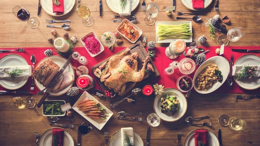 Alimentos de una cena de Nochebuena.