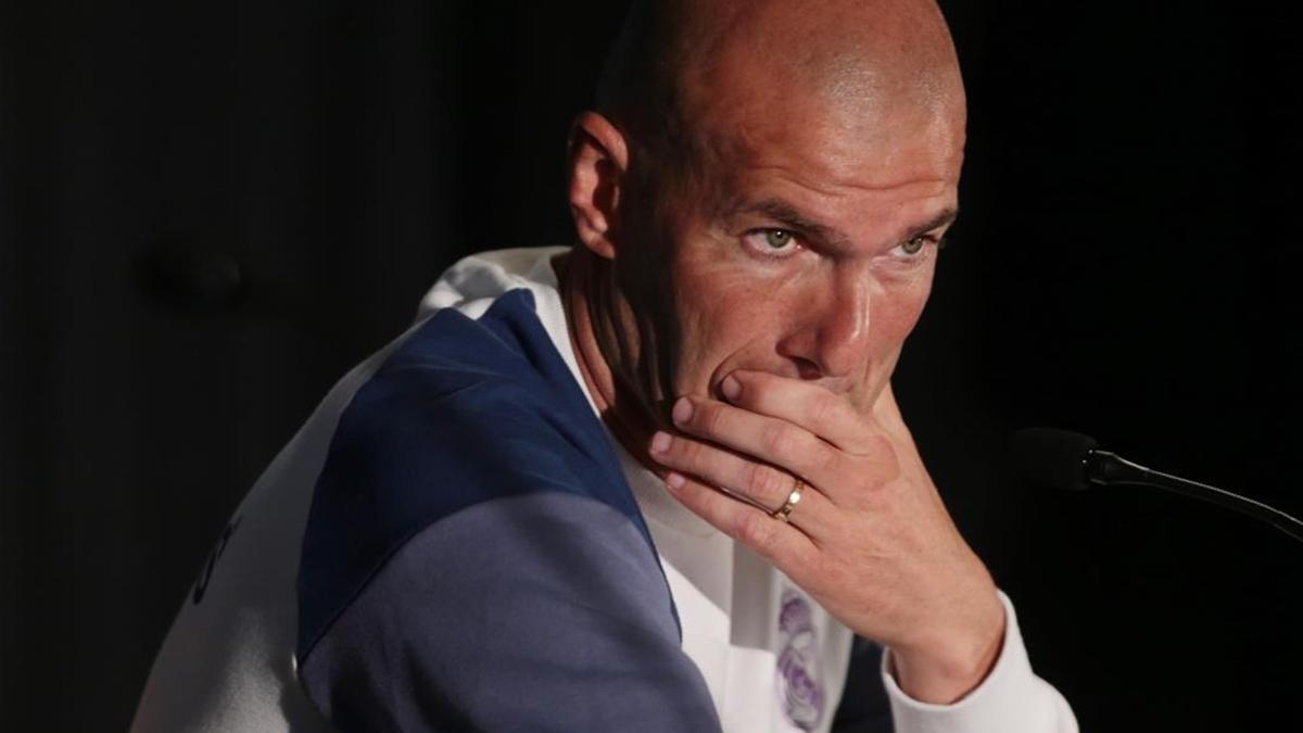 Zidane, durante una rueda de prensa en el Ohio Stadium de Columbus