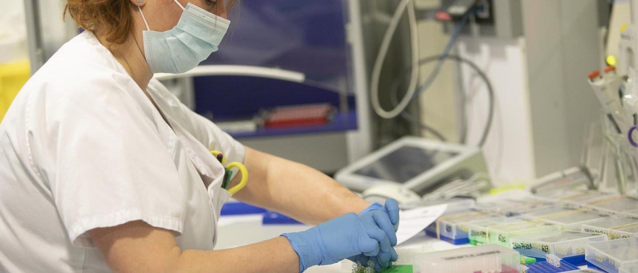 Personal del laboratorio del HUCA, con pruebas de coronavirus.