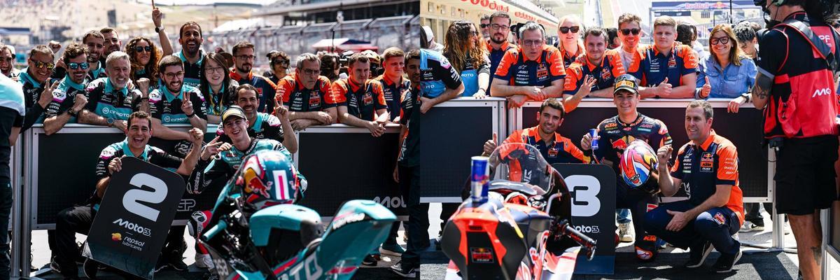 Máximo Quiles, izquierda, y Álvaro Carpe, derecha, celebrando sus podios en el Gran Premio de Las Américas