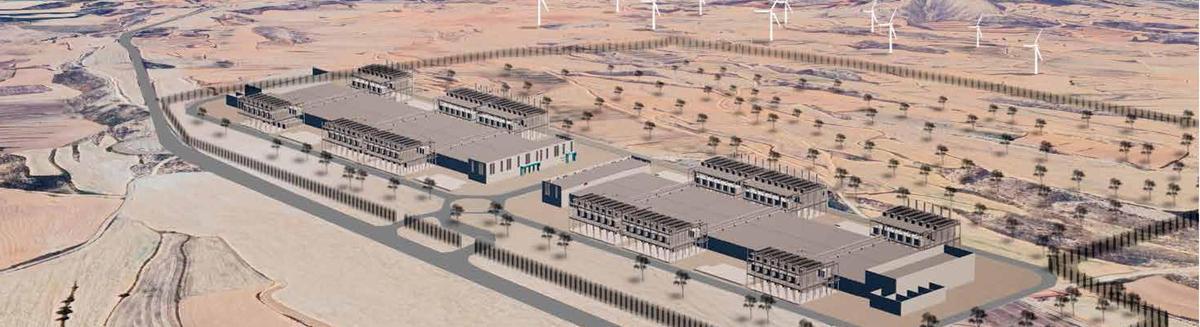 Recreación del campus con dos centros de datos que Merlin Properties quiere impulsar en Zaragoza.