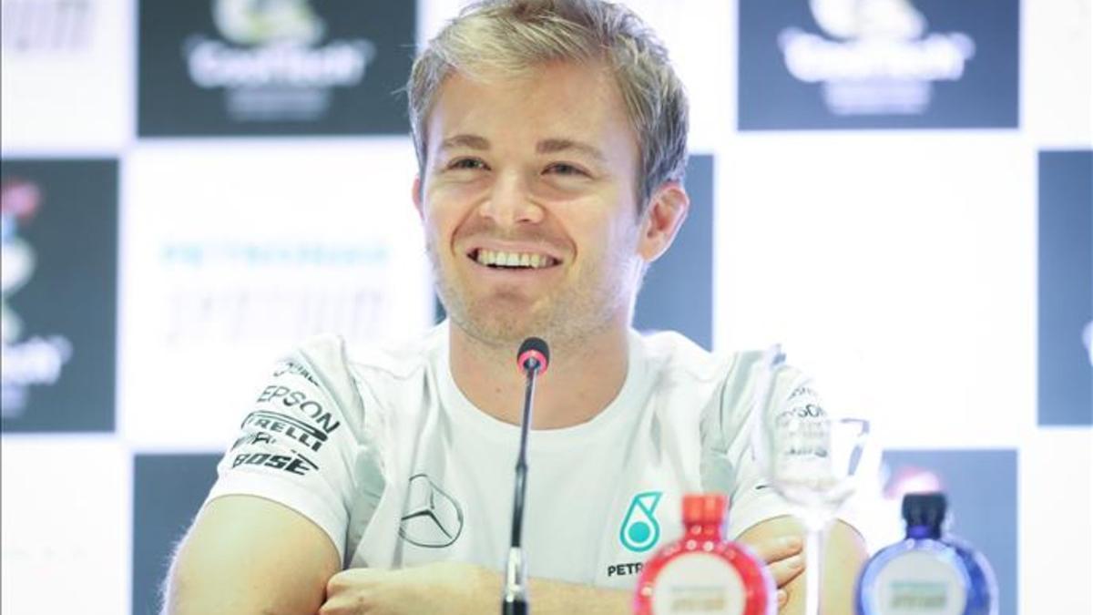 Nico Rosberg, en la rueda de prensa ofrecida hoy en Interlagos