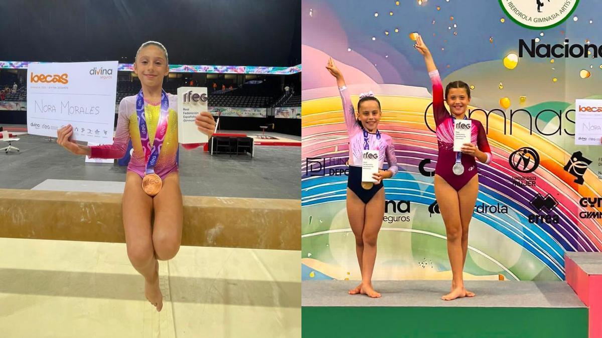 A la izquierda Nora Morales, campeona de España Base 4 (2016-2018), a la derecha, Cecilia Ruiz, subcampeona de España Base 4 (2015)