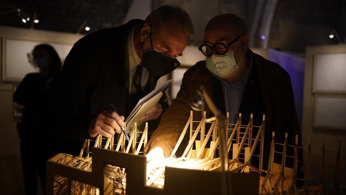 Una de las maquetas que pueden verse en la exposición del Saló del Tinell dedicada a Enric Miralles.