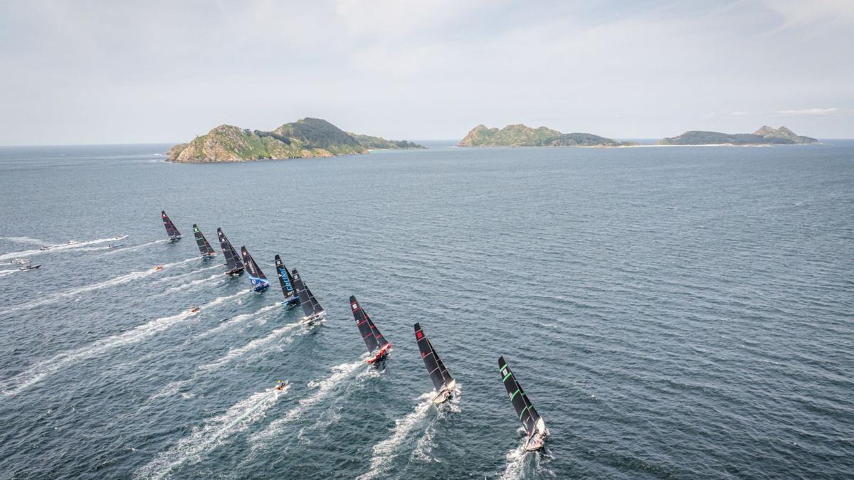 La flotilla, durante los
entrenamientos de ayer.
| Jacobo Bastos