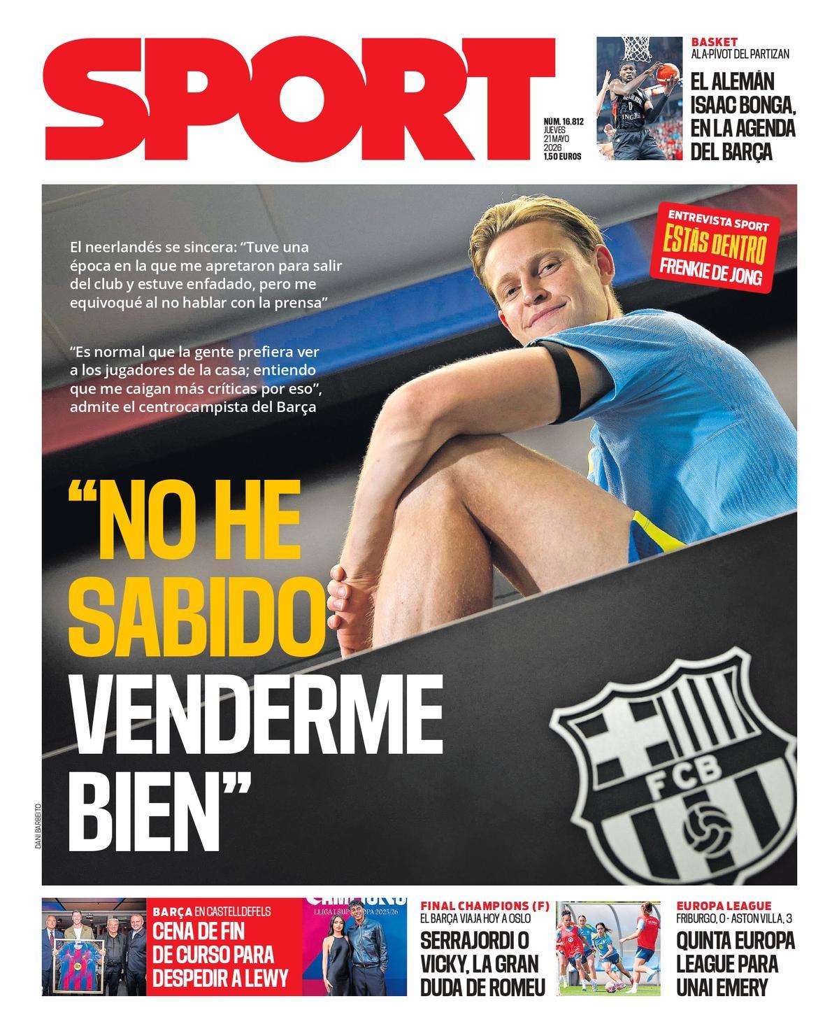 Esta es la portada de SPORT de hoy jueves, 21 de mayo de 2026
