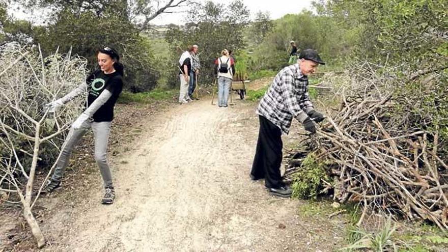 Amics de la Terra limpia y reforesta el bosque de Sant Honorat de Algaida