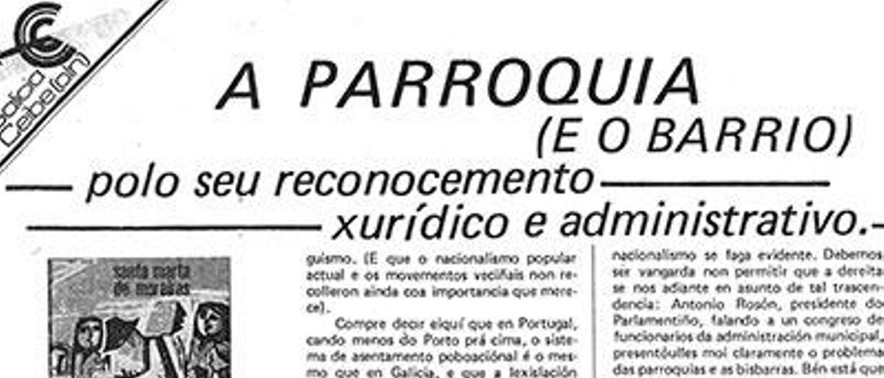 Informe de Galicia Ceibe-OLN sobre a administración local de Galicia publicado na revista &quot;Espiral&quot; (1983).