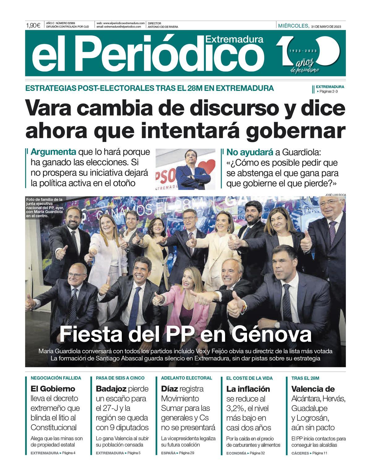 Consulta la portada correspondiente al día 31 de mayo de 2023