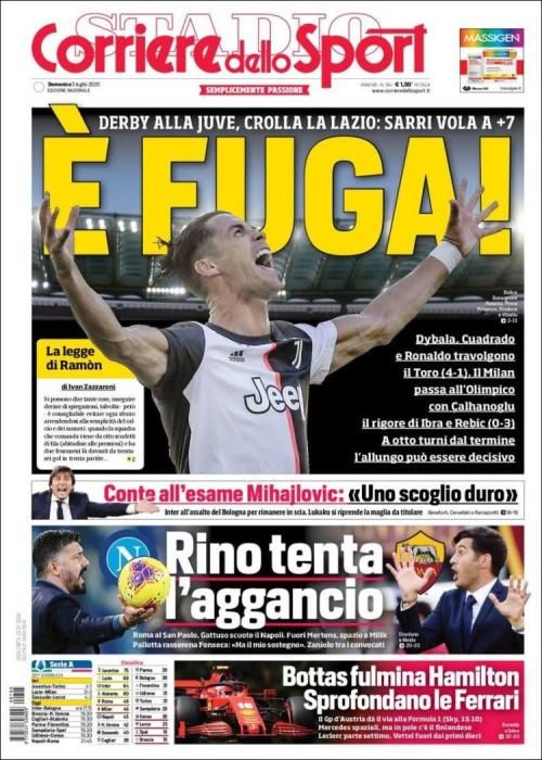 Portada CORRIERE DELLO SPORT domingo 5 julio 2020