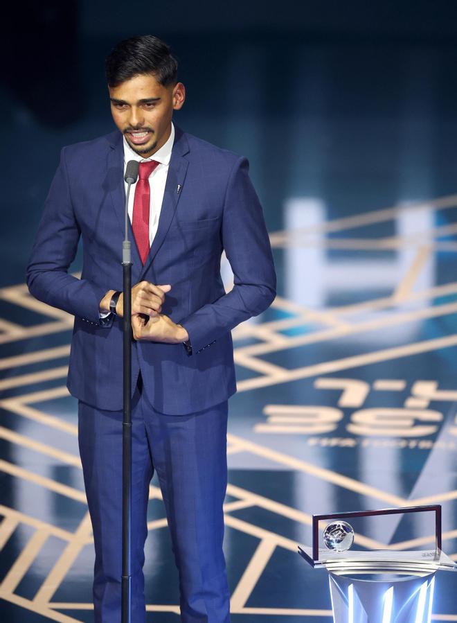 Gala Premios The Best FIFA 2023. Las mejores imágenes de los ganadores. Premio Puskás al mejor gol de la temporada para Guilherme Madruga
