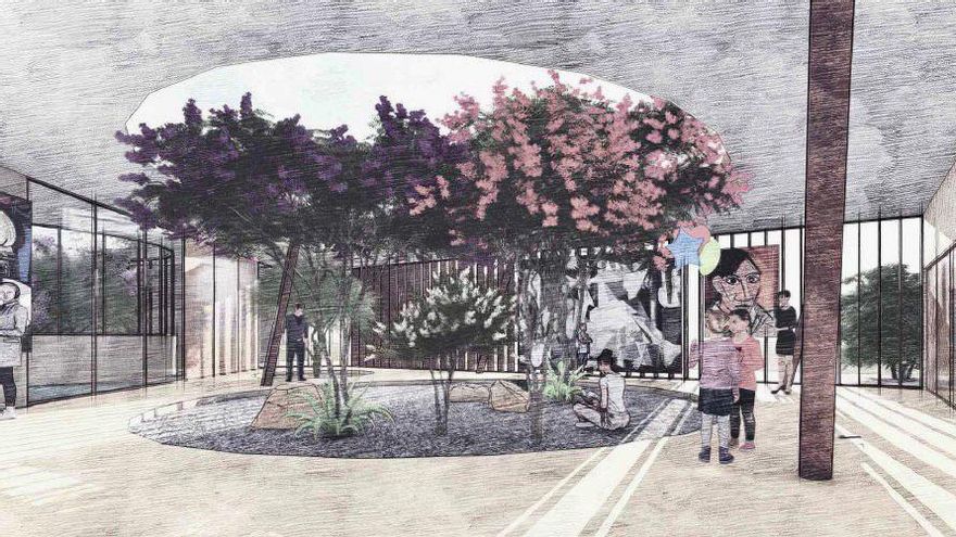 Vista de cómo será el edificio, con la vegetación como elemento predominante.
