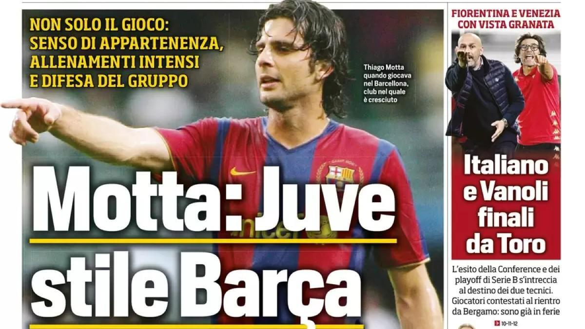 Motta, en la portada de Tuttosport