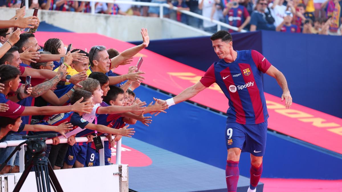 Lewandowski, en la presentación de la plantilla previa al Gamper