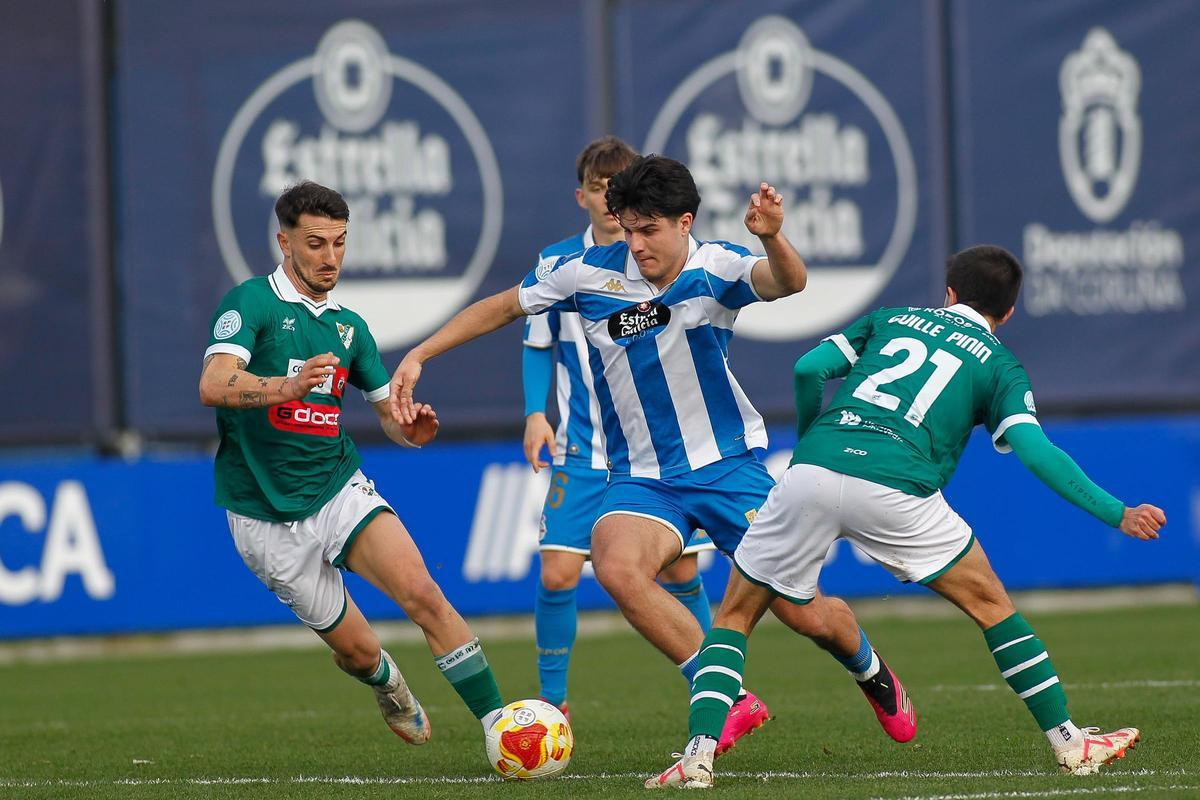 Noé Carrillo y Dani Estévez, esta temporada con el Fabril ante el Coruxo.