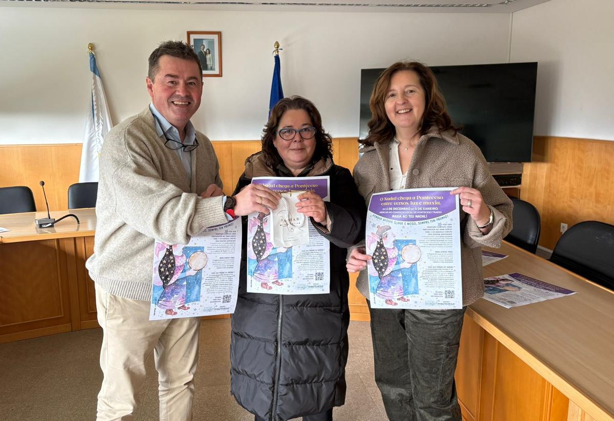 O alcalde entregando o lingote de ouro á gañadora, no centro.