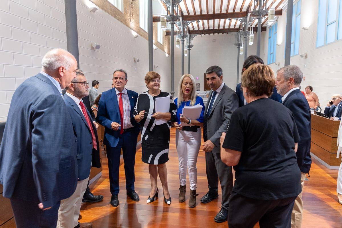 Diputados de la DPZ, con el presidente de la institución, antes del comienzo del pleno.