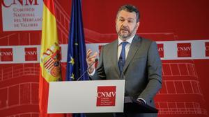 Archivo - El presidente de la CNMV, Rodrigo Buenaventura, presenta el plan de actividades de la entidad para 2024, en la sede de CNMV, a 27 de febrero de 2024, en Madrid (España).