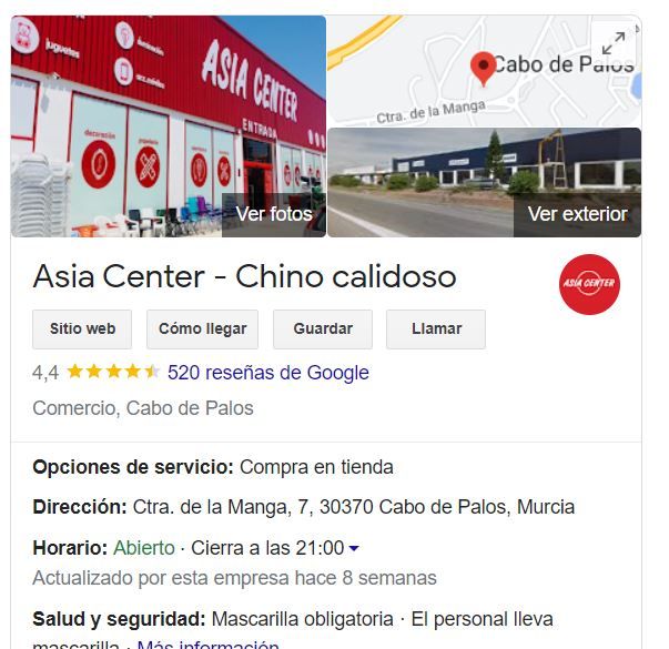 Asia Center-Chino Calidoso, en Google.